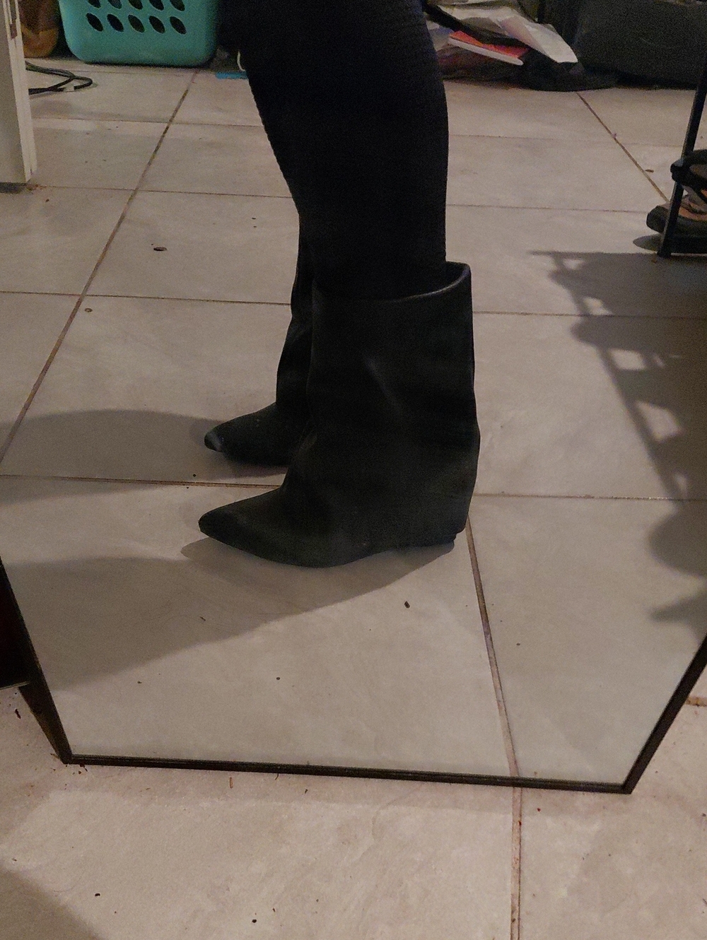 Target Black Pointed Toe Mid-Calf Heeled Boots